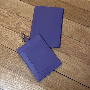 Royce Leather Purple Passport Case and Luggage Tag Set